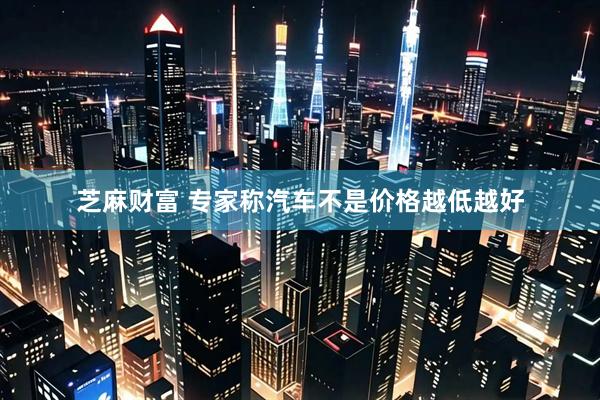 芝麻财富 专家称汽车不是价格越低越好